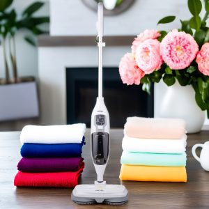 Image displaying the versatility of the Meesel Steam Cleaner 8030 by cleaning various surfaces in a kitchen.